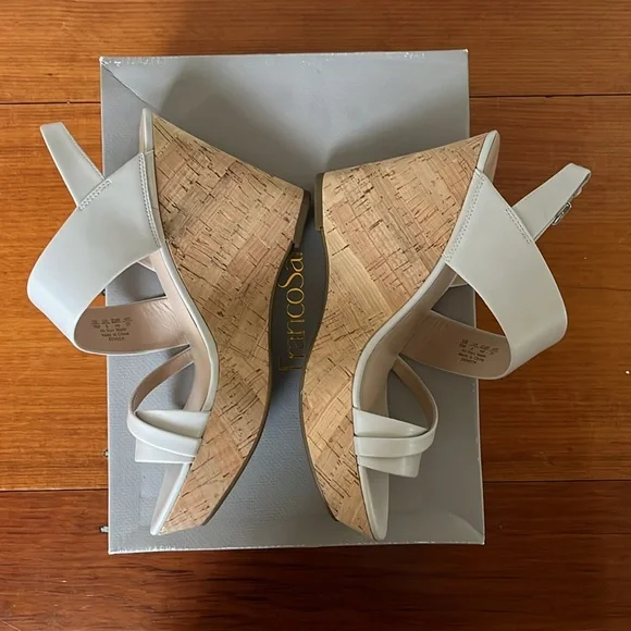 Franco Sarto ivory Seneca wedge sandals  NEW IN BOX - Picture 2 of 8